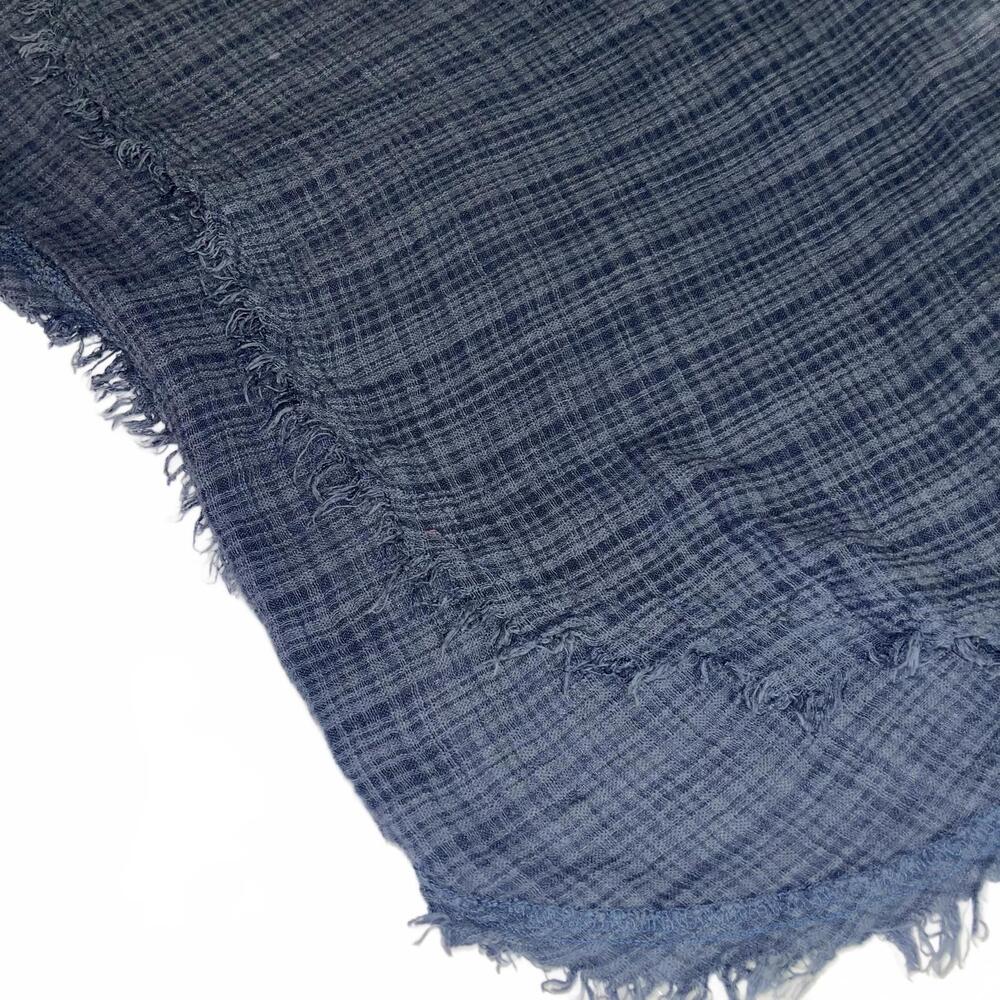 Free People $95 Gauze Blue Plaid Button-Up Womans Medium Shirt with Frayed Hem - Picture 5 of 9